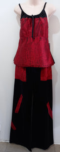 a Silk Outfit top & pants Size XS Yawkyawk Lino print on Silk