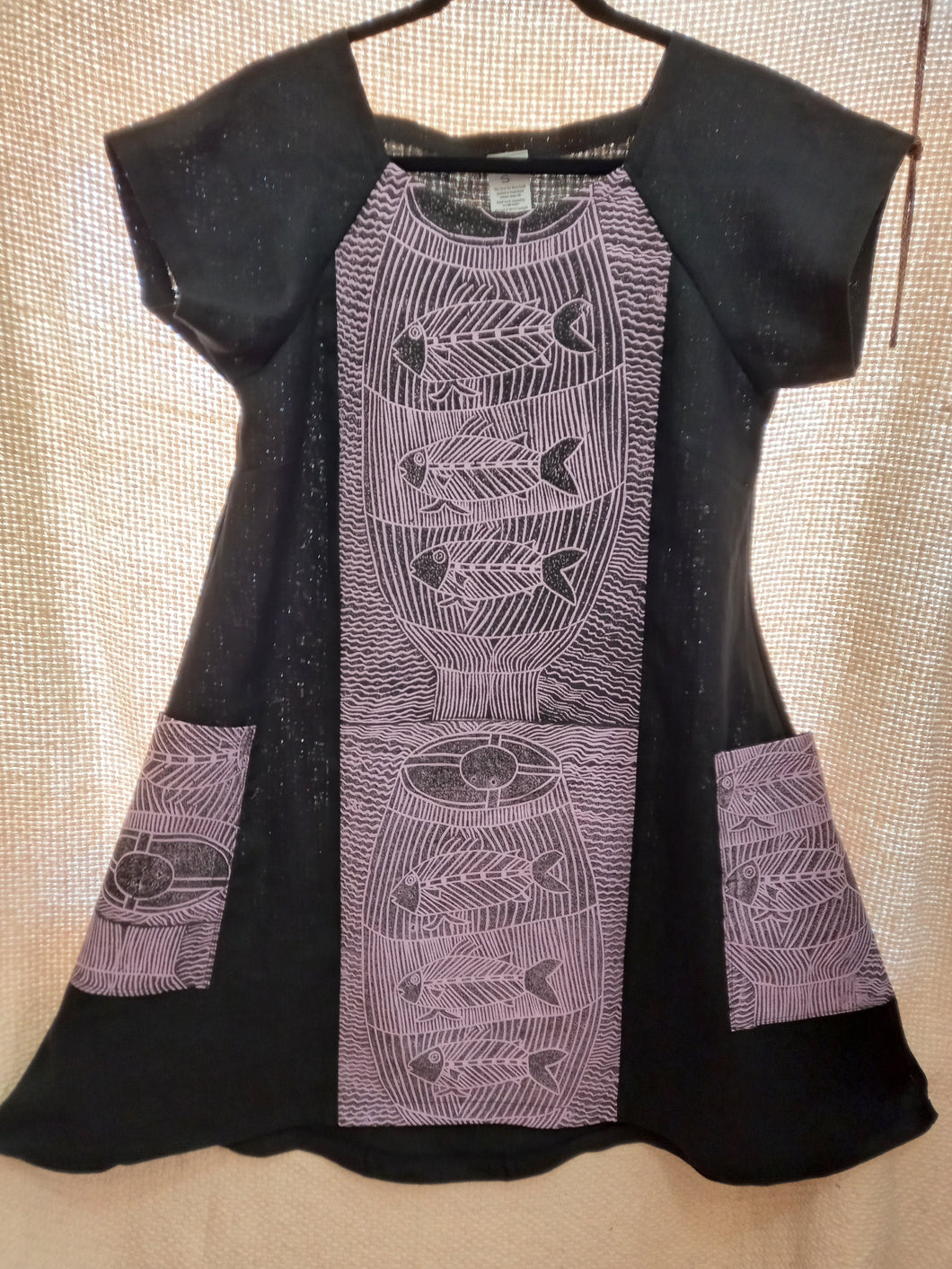 Dress: Panel with Funky Pockets (Small) Title: Au-gujechiya (fishtrap)