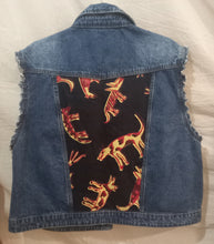 Load image into Gallery viewer, Vest : upcycled Denim XXLarge Title: Birribang Duruk (Many Cheeky dogs)