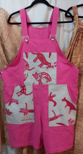 Overall shorts with Funky Pockets (4) Large Title: Birribang Duruk (Many Cheeky dogs)