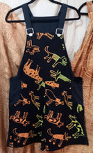 Load image into Gallery viewer, Overall shorts with Funky Pockets (2) Small/Medium Title: Birribang Duruk (Many Cheeky dogs)