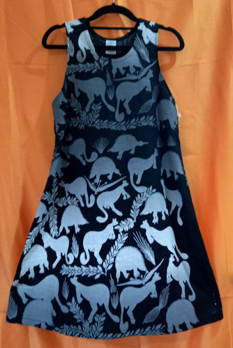Dress: ALine (1) XSmall Title: Nabarlek dja Ngarrber (Rock wallaby and echidna)